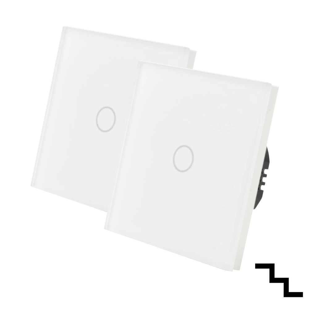 Zestaw włączników dotykowych pojedynczych schodowych WiFi biały mat